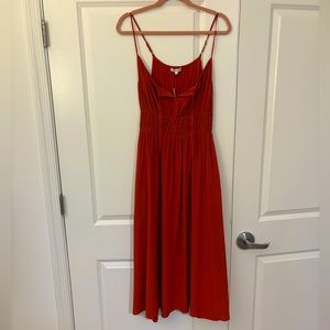 Madewell Silk Sophia Cami Midi dress | size Medium | color Burnt Orange
